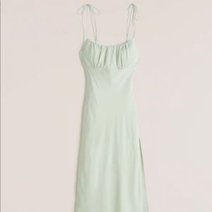 Faux Silk Tie-Strap Midi Dress